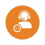 icônr qui représente la disponibilité qui montre un bonhomme avec un casque micro disponible 24/24 et 7/7
